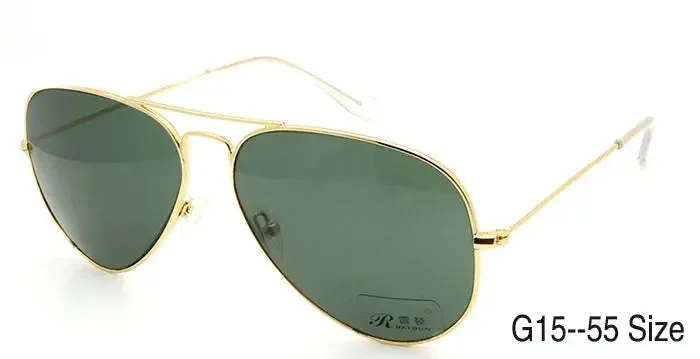 High Quality Glass Sunglasses Lens Vintage Sunglasses Men Women Gold Reflective Sunglasses UV400 Sun Glasses 55MM 58MM 2 Size