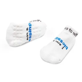 I am a blessing® white toddler boy socks with grips