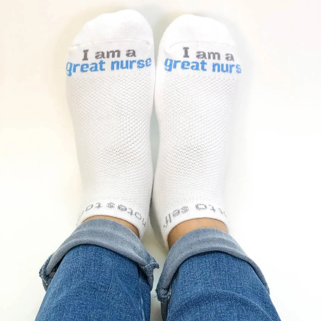 I am a great nurse® white low-cut socks