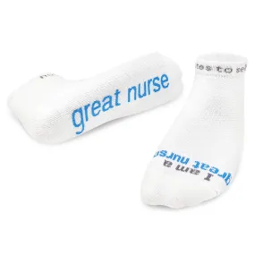 I am a great nurse® white low-cut socks