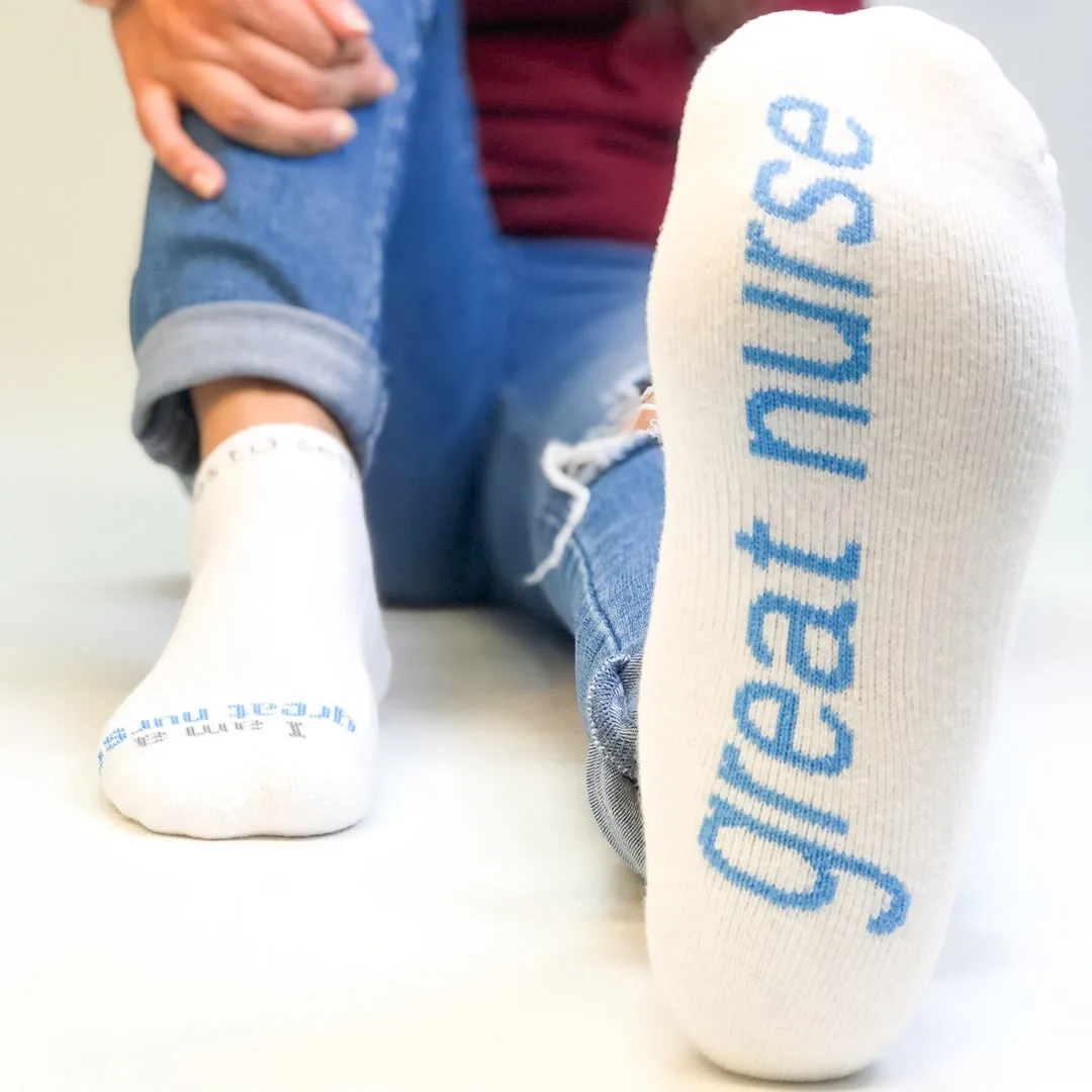 I am a great nurse® white low-cut socks