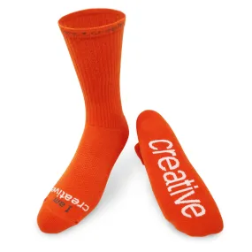 I am creative™ orange crew socks