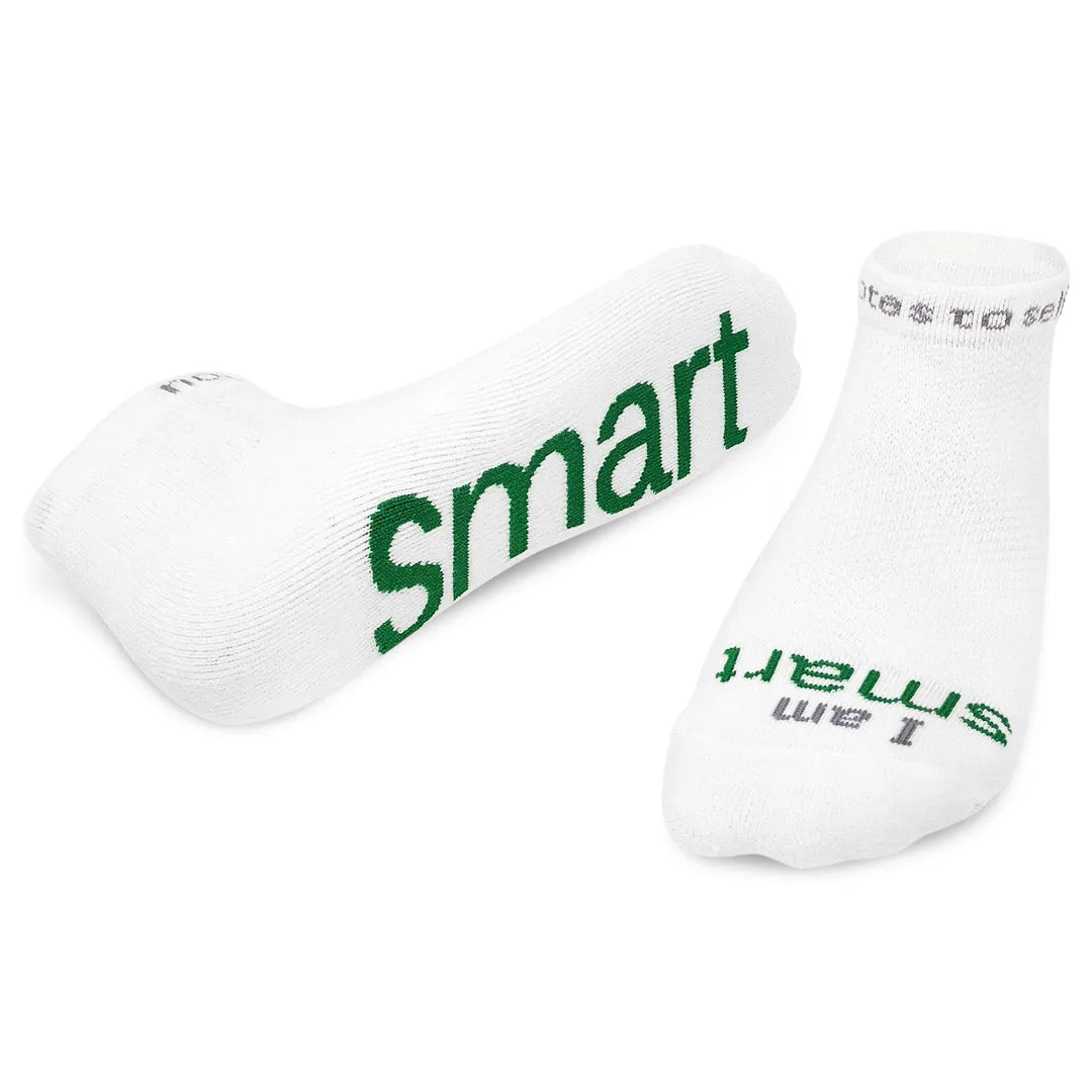 I am smart, white low-cut socks