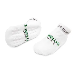 I am smart white toddler socks with grips