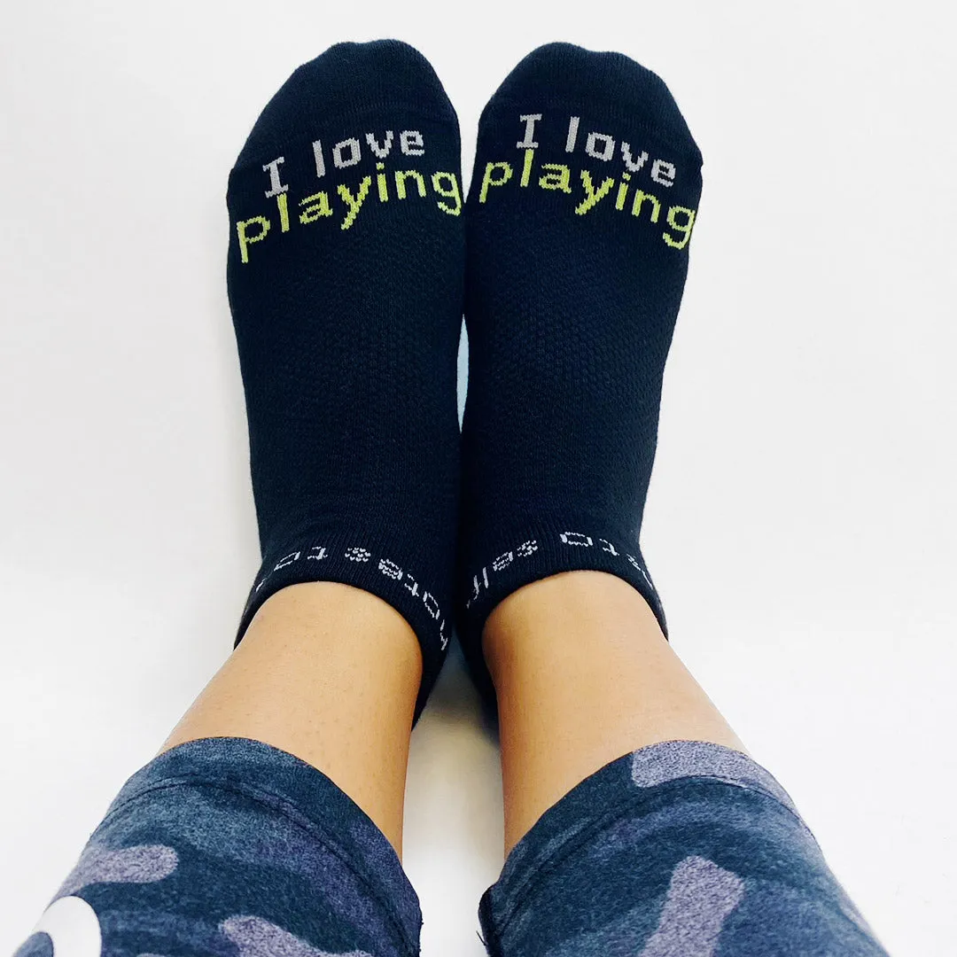 I LOVE PLAYING® pickleball black low-cut socks