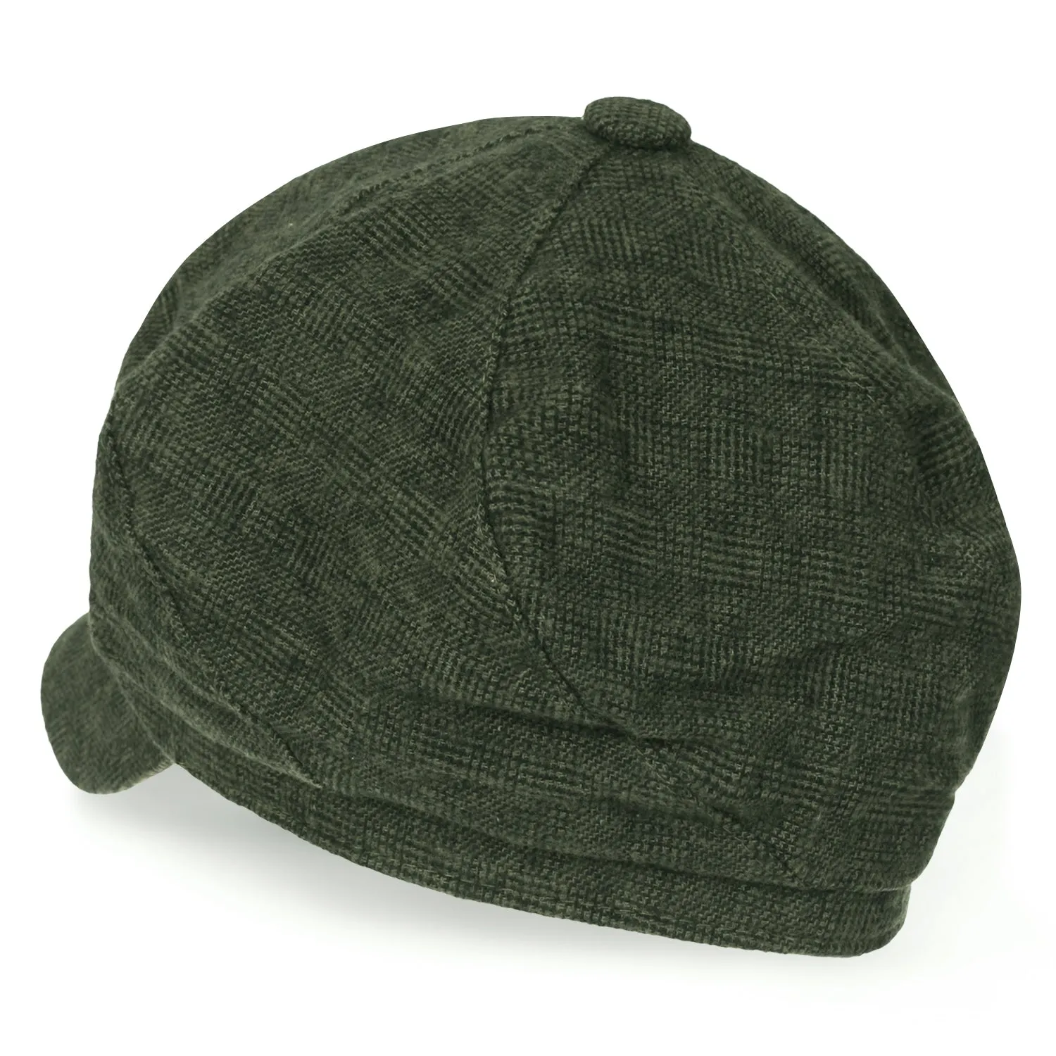 ililily 6-Pannel District Check Newsboy Cabbie Cap Wool Duck Bill Hunting Hat