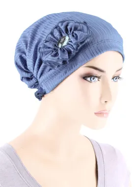 JOSIE-RIBBEDPERIWINKLE#Josie Turban Ribbed Periwinkle Blue