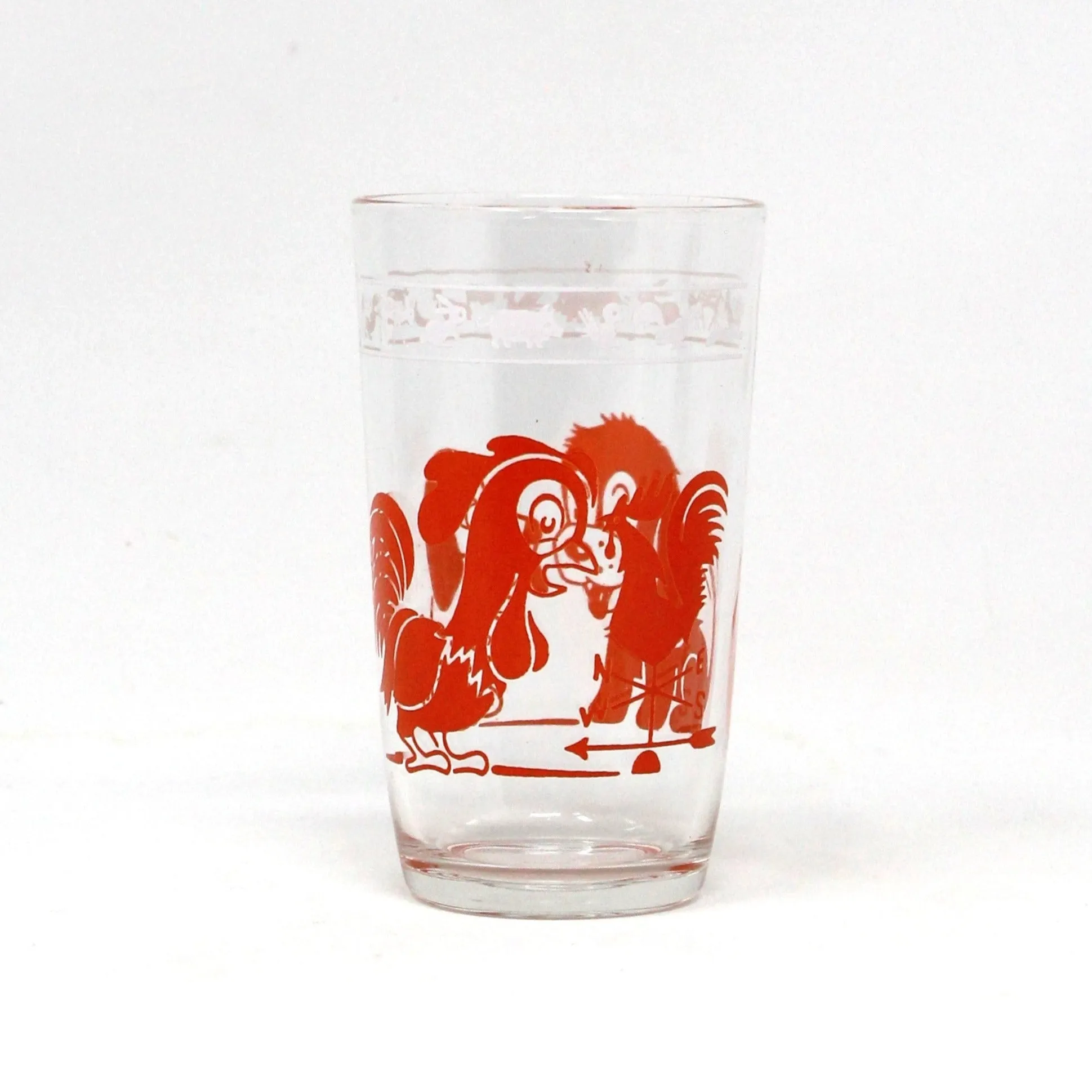 Juice Glass, Hazel Atlas, Swanky Swigs, Kiddie Kup, Baby Animals Orange, Vintage