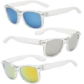 Kids Clear Frame Reflective Wayfarer Sunglasses - 3 Colors