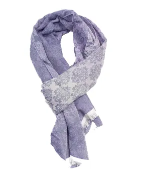 Lilac Arabesque Floral Italian Cotton Blend Scarf