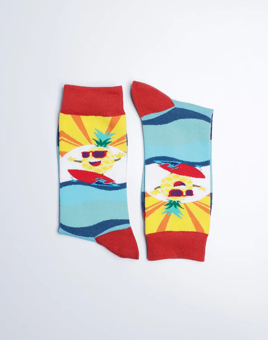 Men's Big Wave Surfing Pineapple Crew Socks