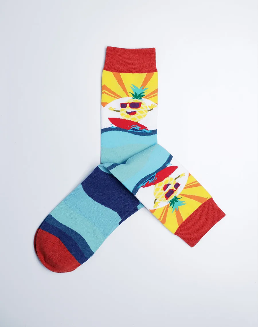 Men's Big Wave Surfing Pineapple Crew Socks