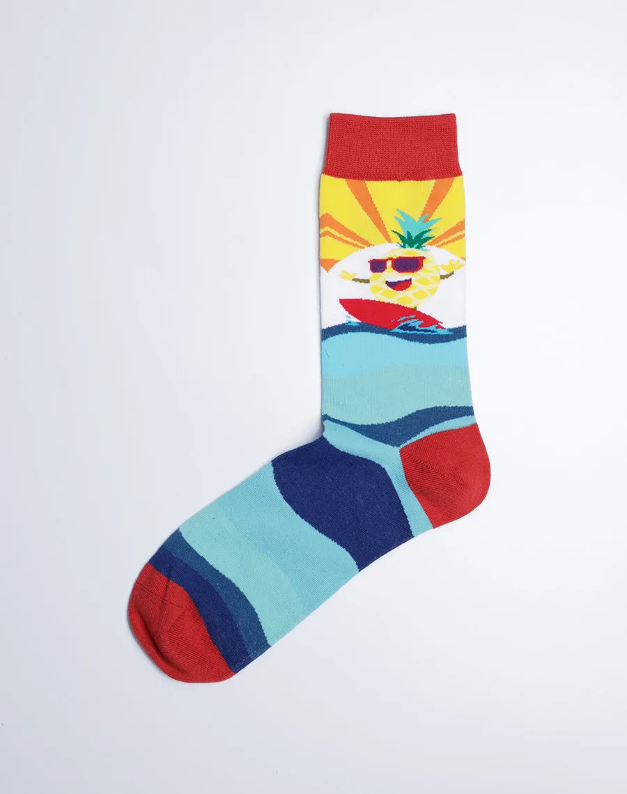 Men's Big Wave Surfing Pineapple Crew Socks