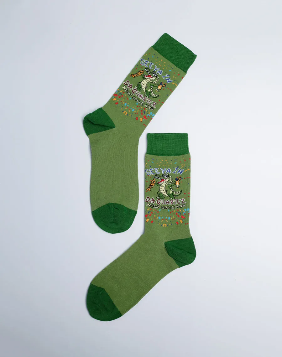 Men's In Da Quarter Party Alligator Crew Socks