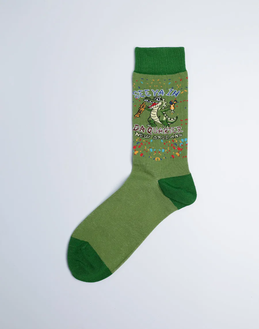 Men's In Da Quarter Party Alligator Crew Socks