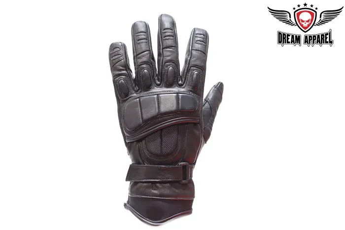 Men's Padded Premium Leather Racing Gloves With Tight Grip Strip