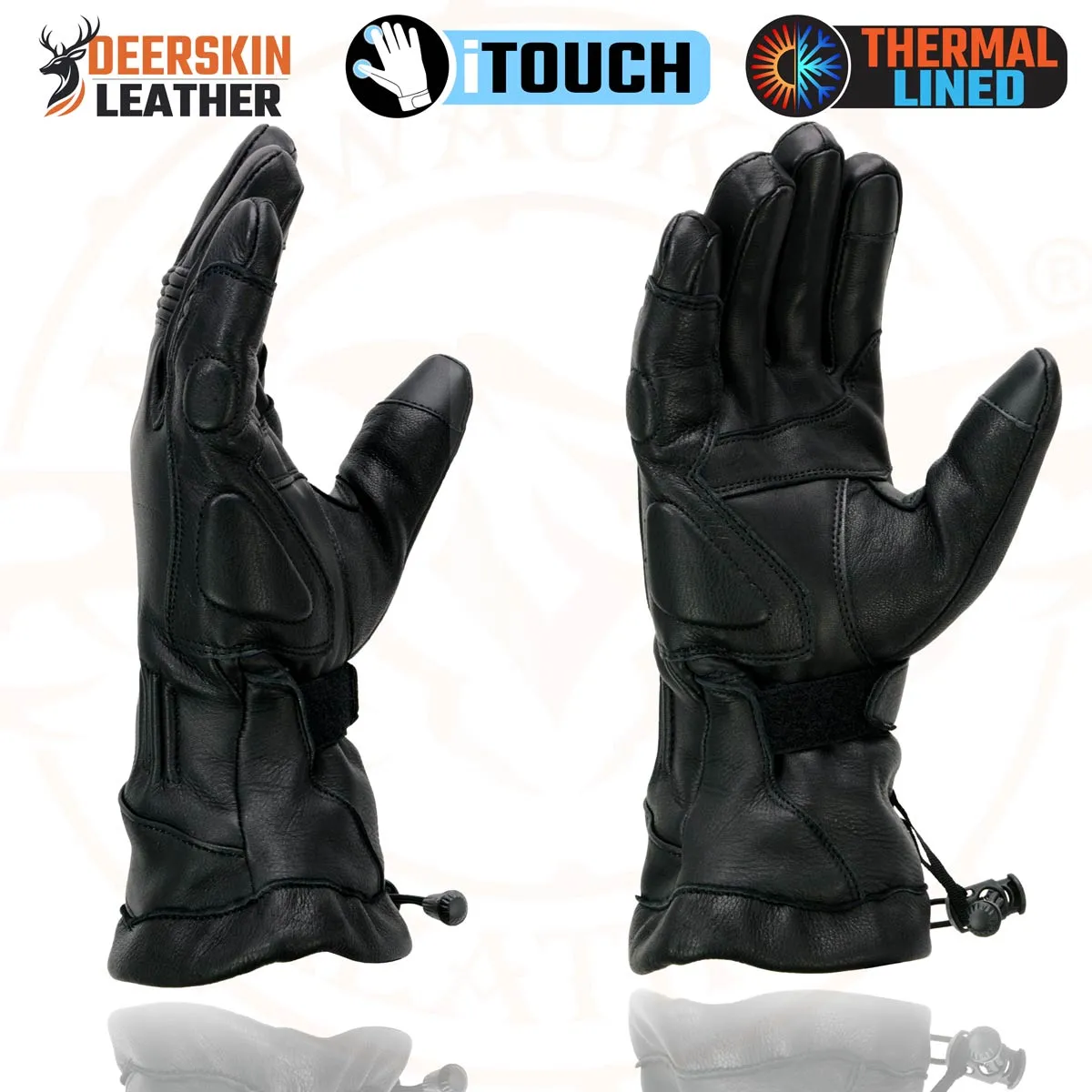 Milwaukee Leather MG7518 Men's Black Deerskin Gauntlet Motorcycle Hand