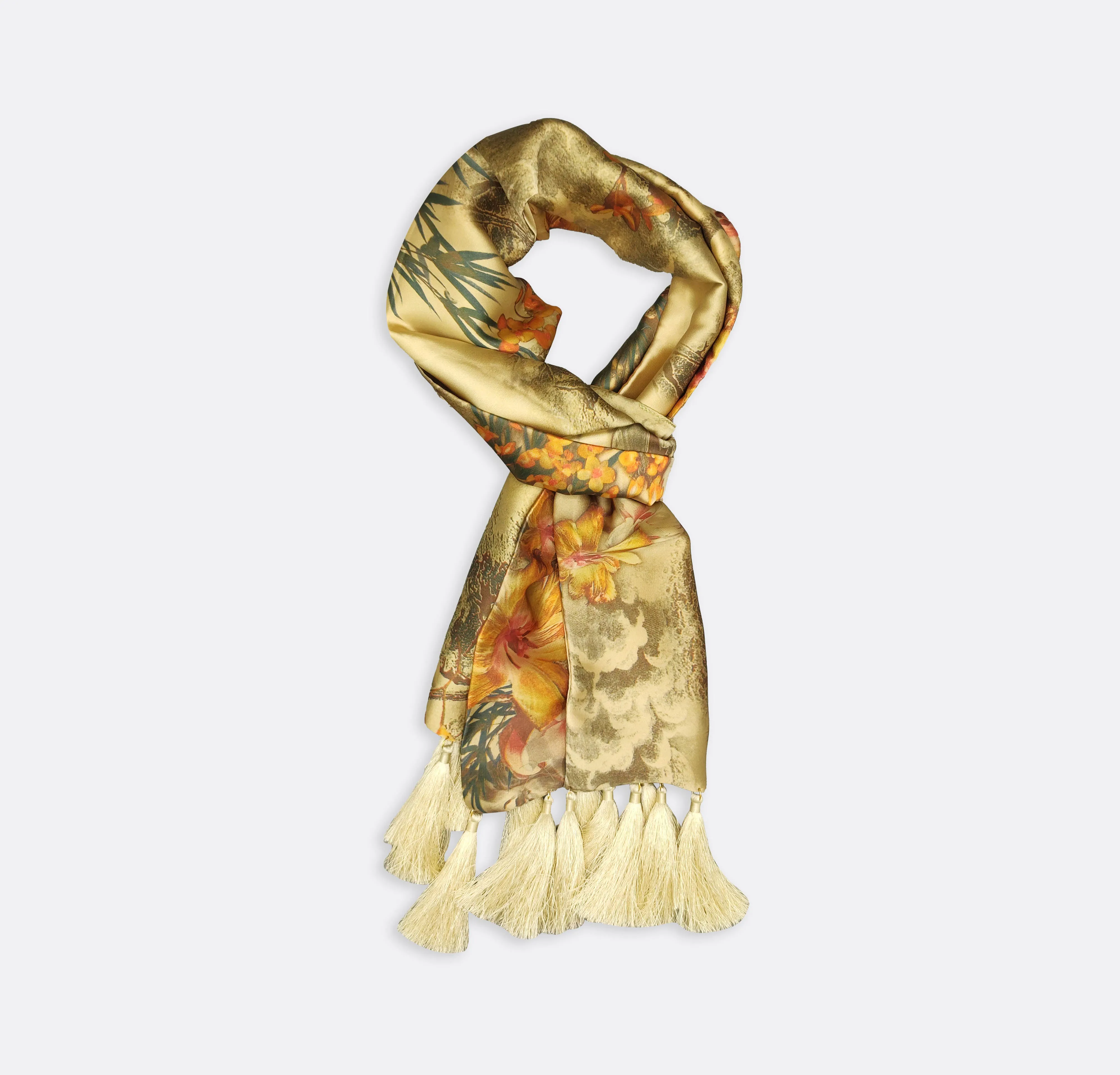 Multi Color Golden - Silk Scarves