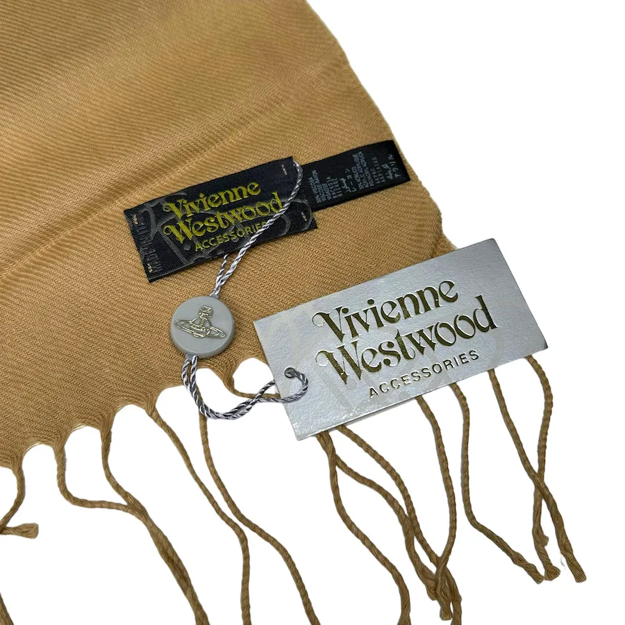 (NEW) VIVIENNE WESTWOOD RHINESTONE LOGO SCARF - BEIGE