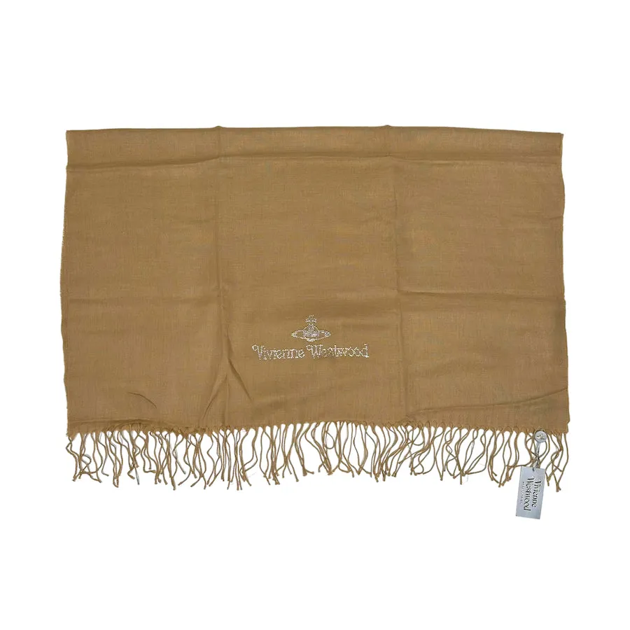 (NEW) VIVIENNE WESTWOOD RHINESTONE LOGO SCARF - BEIGE