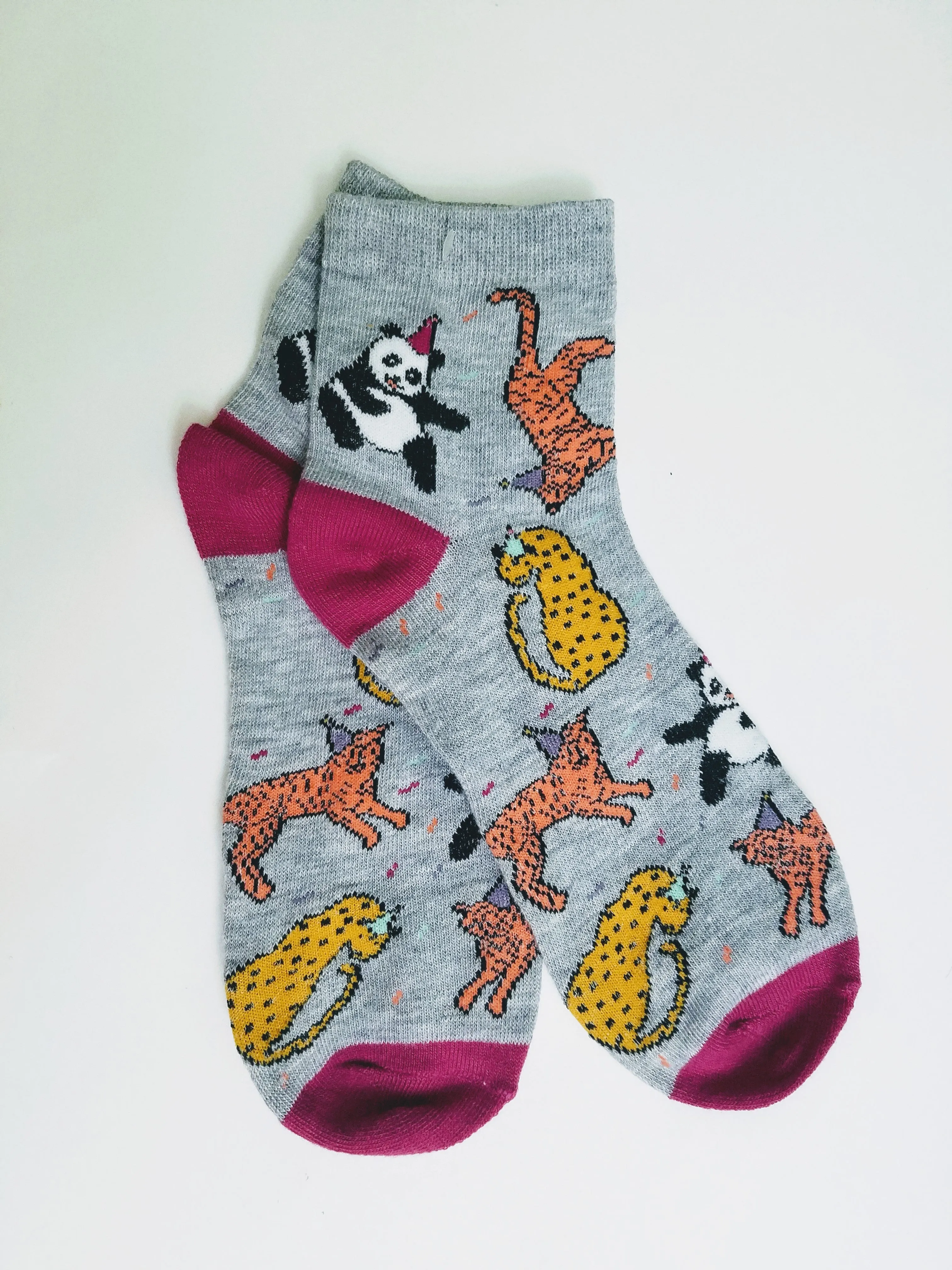 Party Hat Animal Low Crew Socks