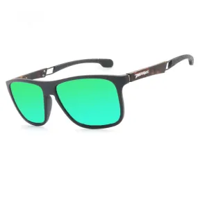 Pepper's Wired Polarized Sunglasses - Black w/ Tortoise Tempes and Green Mirror Lens