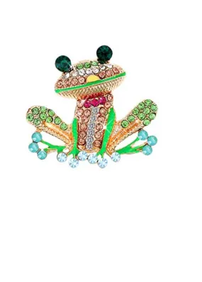 Rhinestone Brooch Pin Frog Shape