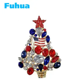 Rhinestone Christmas Brooch Pin- Colorful Christmas Tree Decorations for Christmas Gift for Women