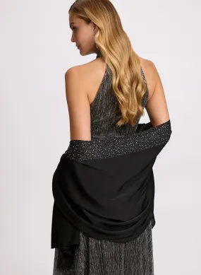 Rhinestone Embellished Satin Wrap