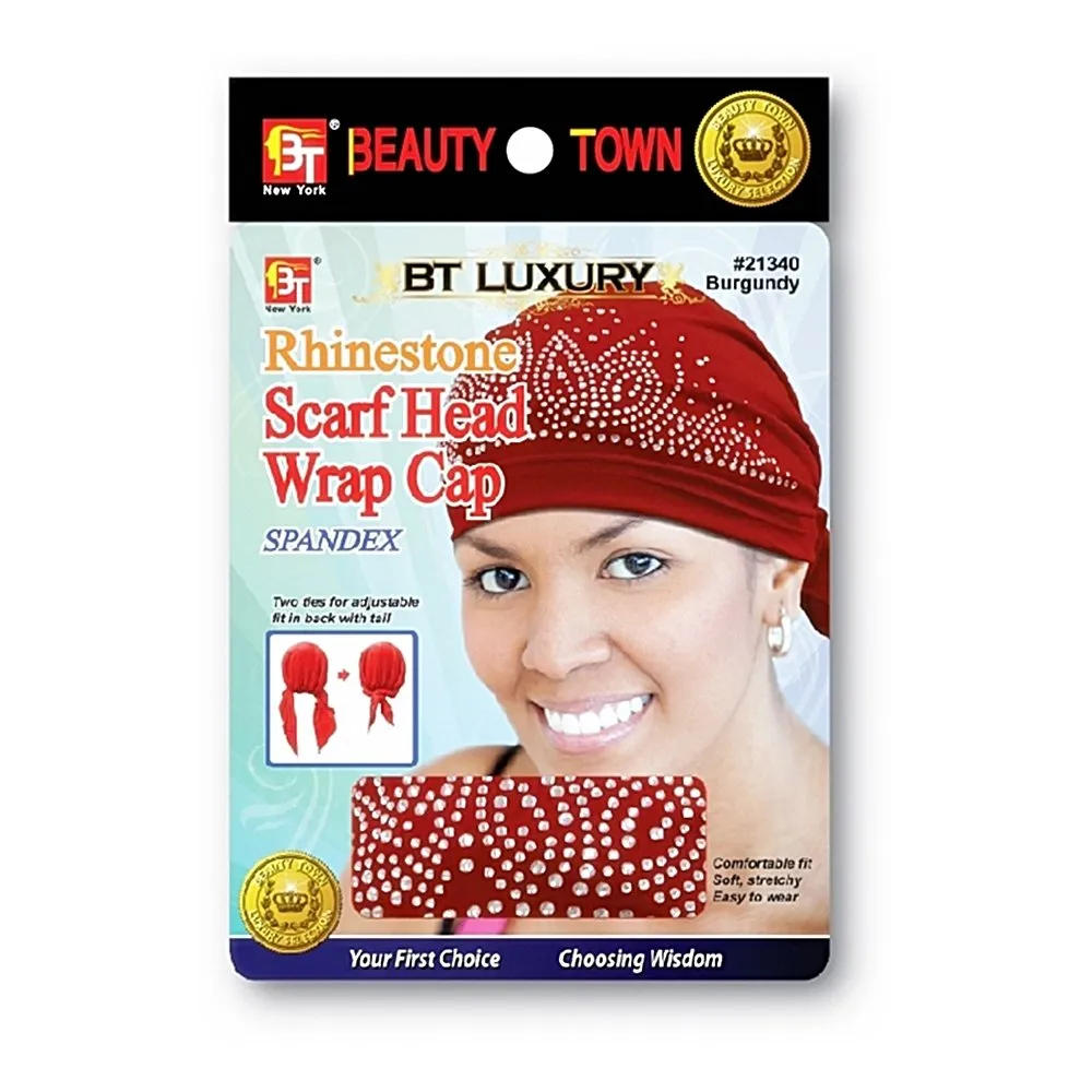 RHINESTONE SCARF HEAD WRAP CAP