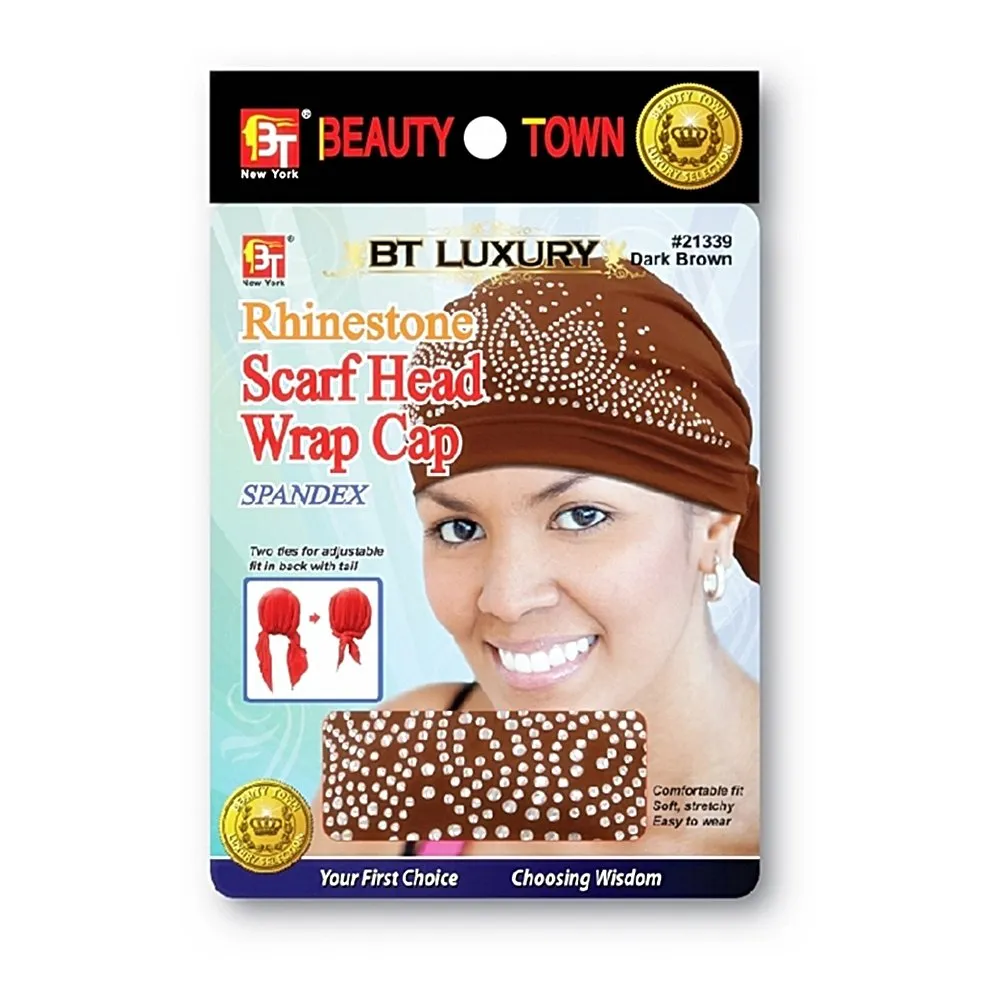 RHINESTONE SCARF HEAD WRAP CAP