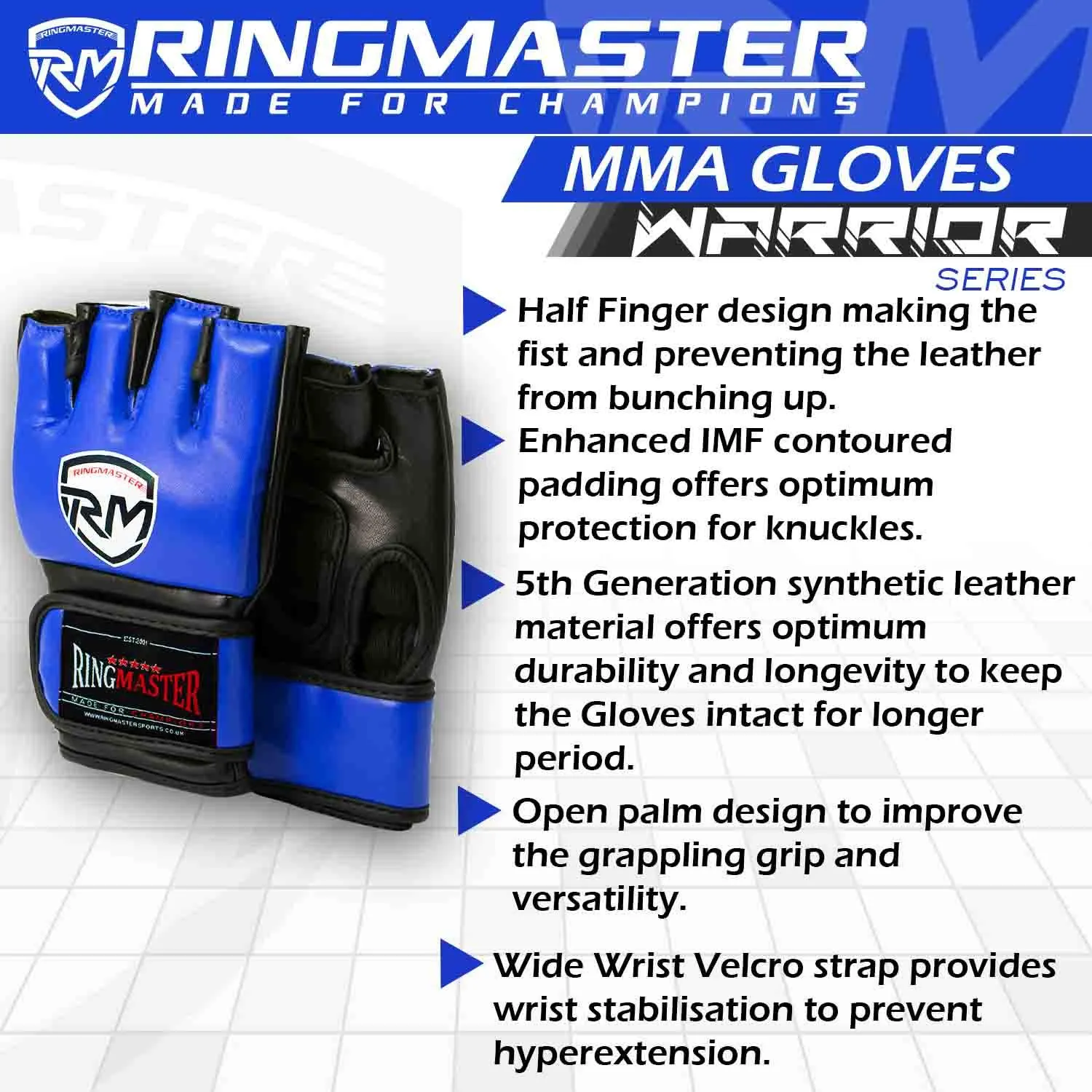 RingMaster Sports Warrior Series MMA Gloves 5oz Blue