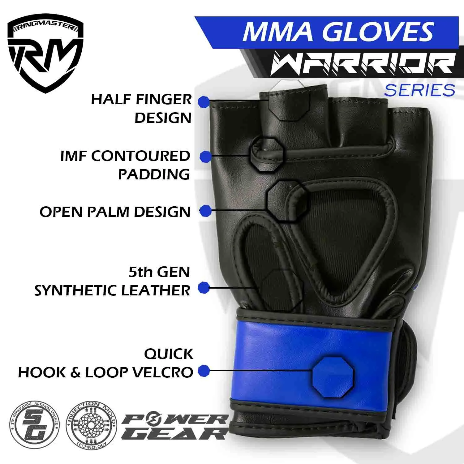 RingMaster Sports Warrior Series MMA Gloves 5oz Blue