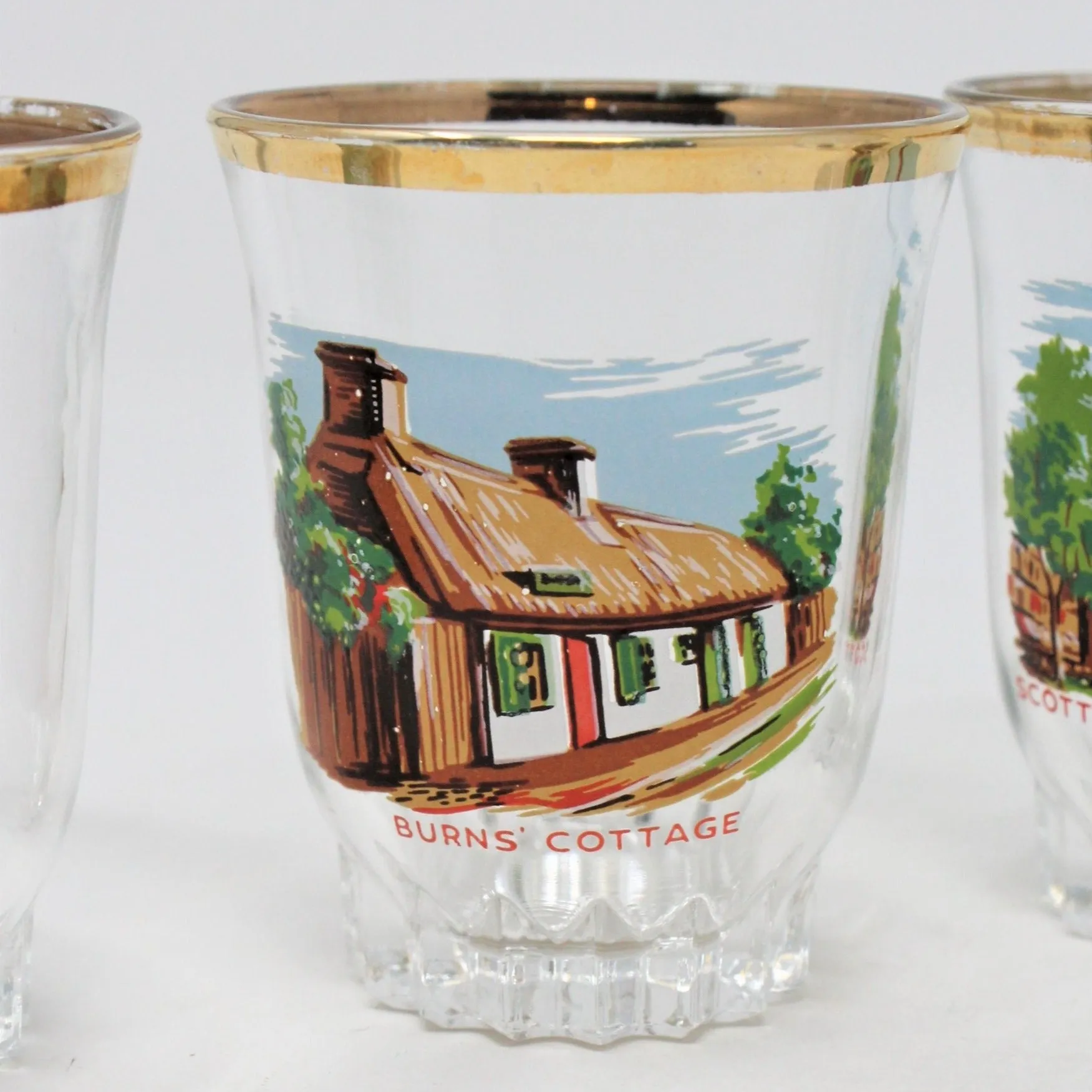 Shot Glasses, Scotland Souvenir, French Glass, Set of 6, Vintage