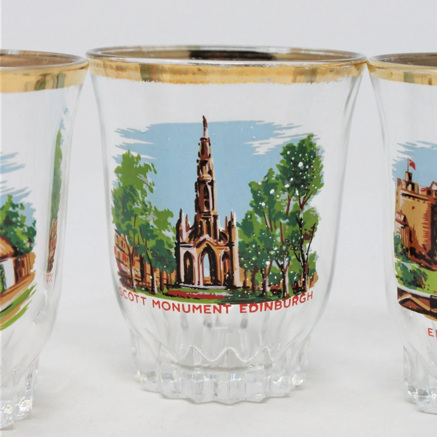 Shot Glasses, Scotland Souvenir, French Glass, Set of 6, Vintage