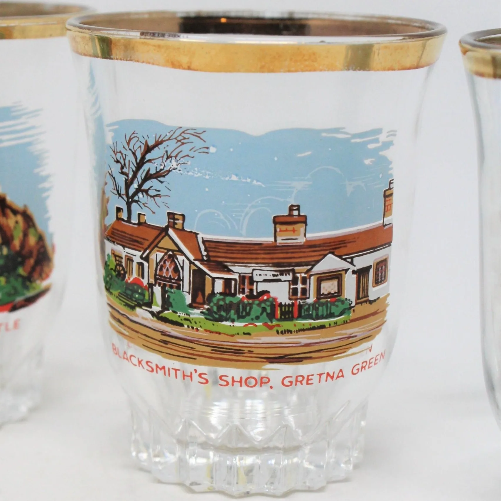 Shot Glasses, Scotland Souvenir, French Glass, Set of 6, Vintage