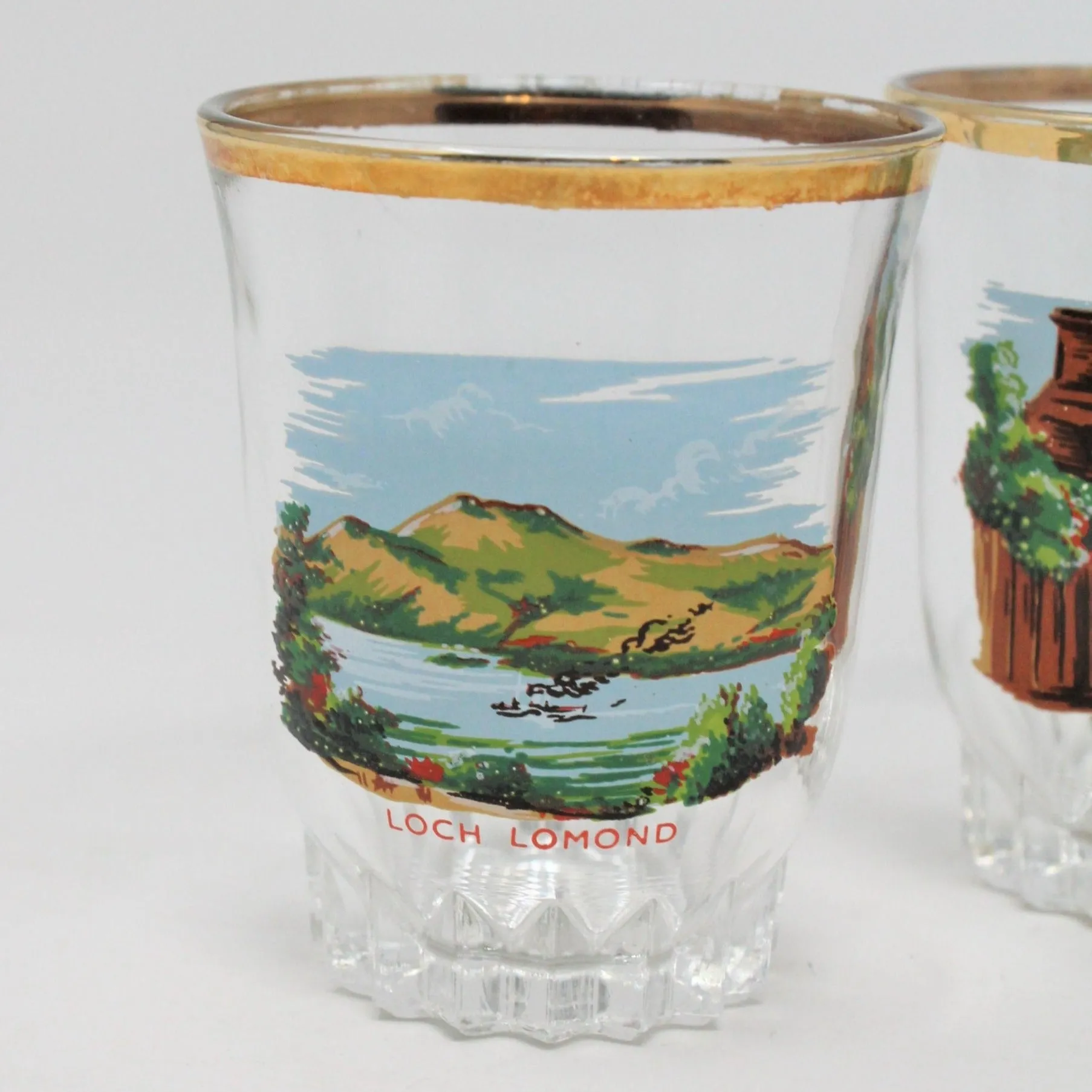 Shot Glasses, Scotland Souvenir, French Glass, Set of 6, Vintage