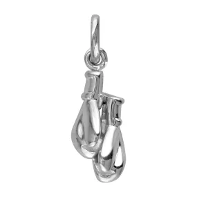 Solid Boxing Gloves Charm with Two Gloves in Sterling Silver