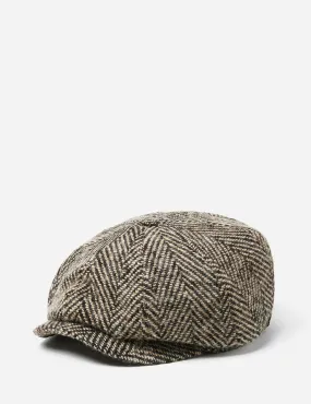 Stetson Hatteras Herringbone Newsboy Cap - Black/Brown