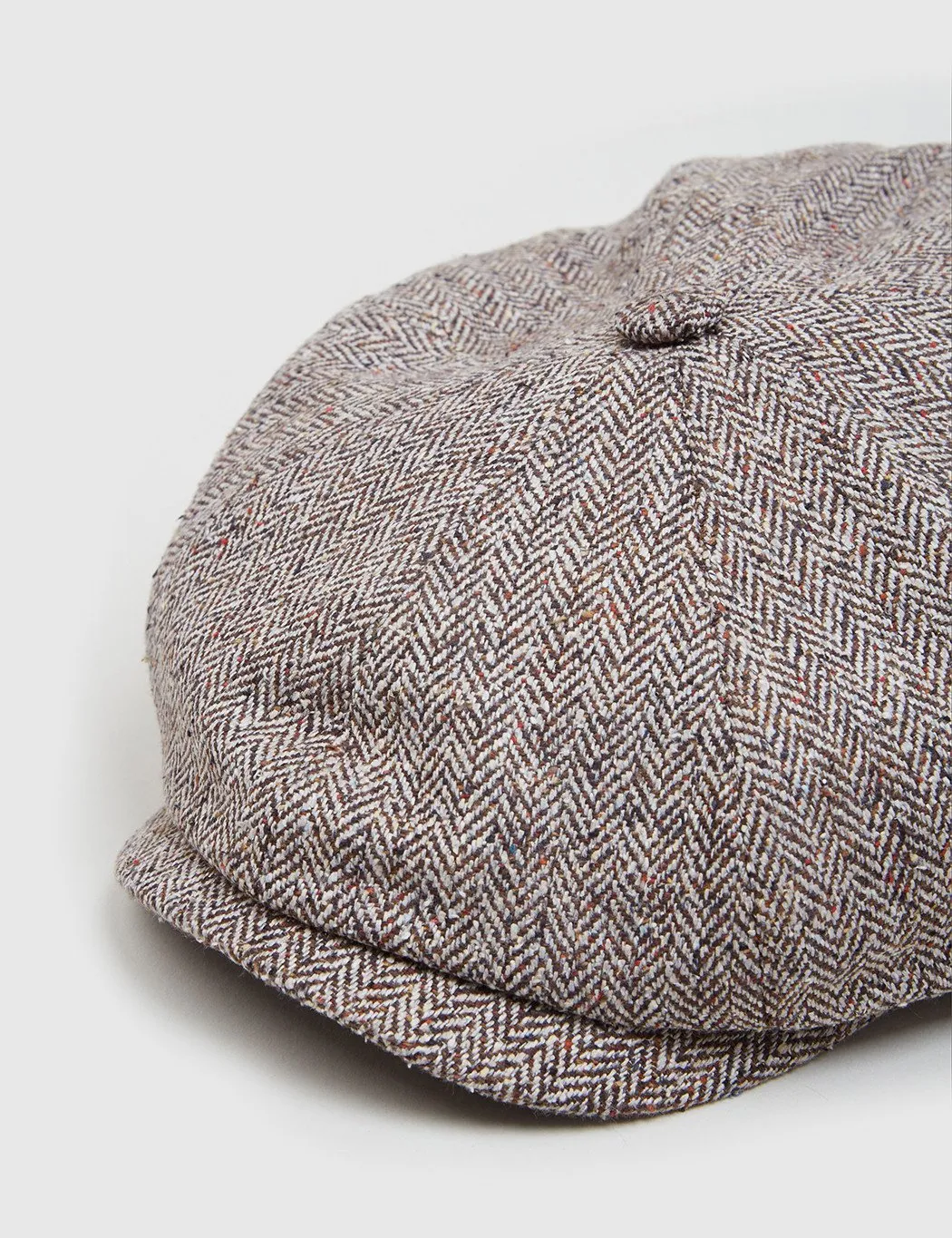 Stetson Hatteras Herringbone Newsboy Cap (Silk) - Brown