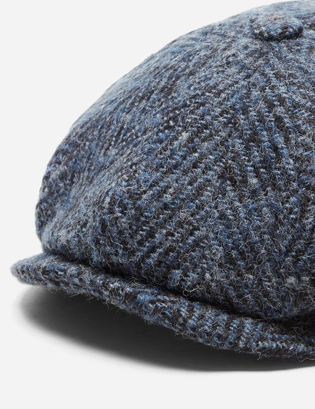 Stetson Hatteras Herringbone Newsboy Cap (Wool) - Blue