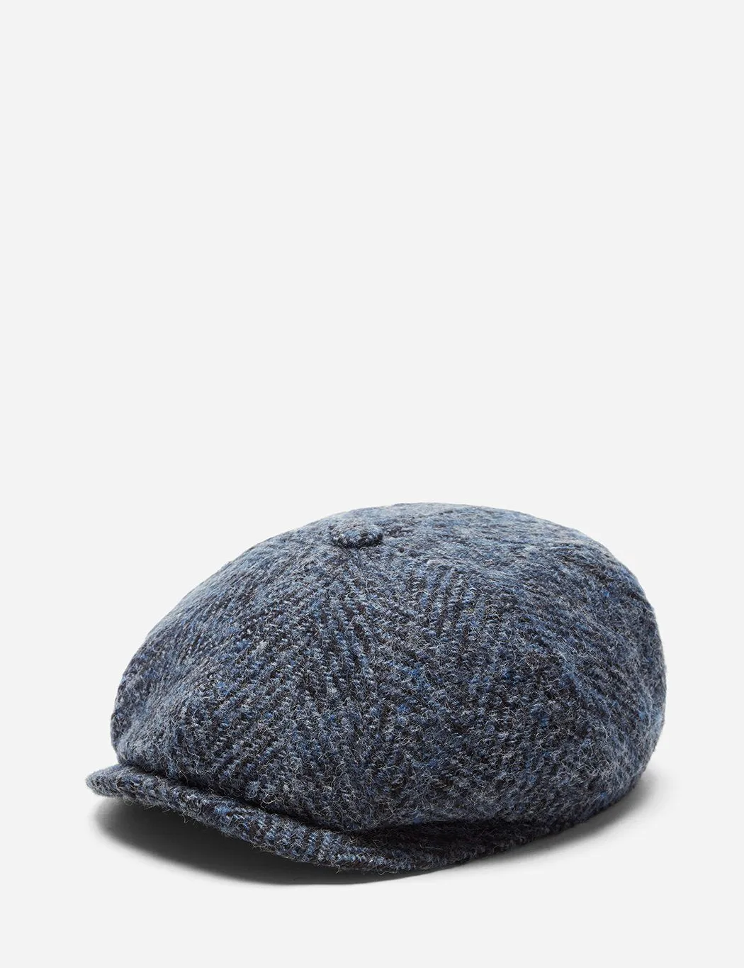 Stetson Hatteras Herringbone Newsboy Cap (Wool) - Blue