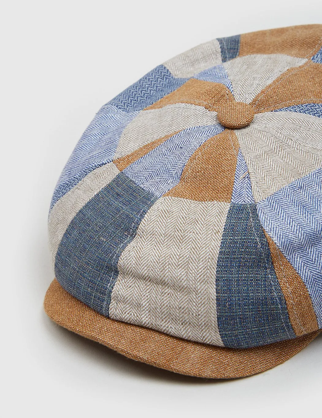 Stetson Hatteras Patchwork Newsboy Cap (Linen) - Blue