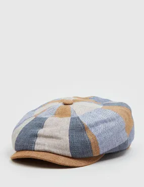 Stetson Hatteras Patchwork Newsboy Cap (Linen) - Blue