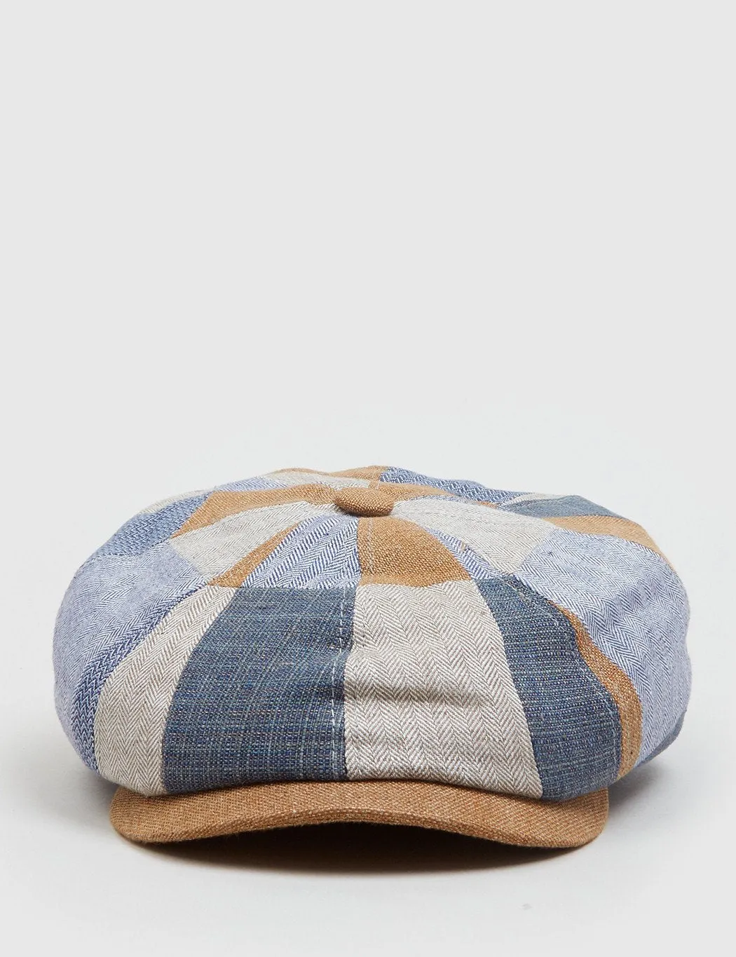 Stetson Hatteras Patchwork Newsboy Cap (Linen) - Blue