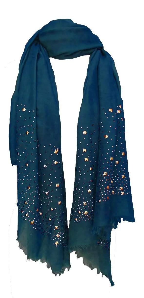 Studded Blue Peach Couture Classic Glittering Sparkle Studded Scarf Shawl Wrap