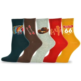 TeeHee Socks Women's Casual Cotton Crew Old America 5-Pack (11915)