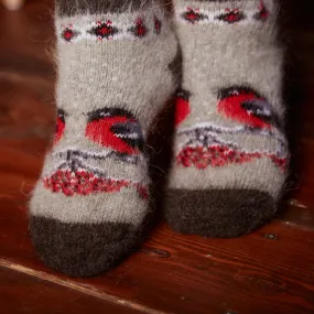 Unisex Birds and Berries Goat Wool Low-Cut Socks