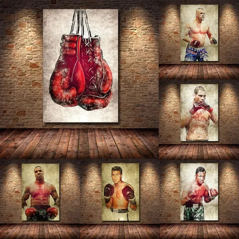 Vintage Boxing UFC Gloves Artwork Oil Canvas Prints