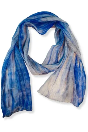 Watercolor Skinny Scarf Blue Grey